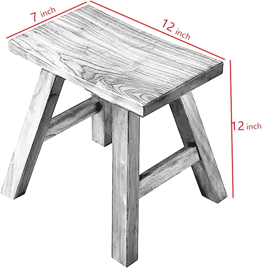 Wooden Step Stool for Kids Adults Seat Chair Dancing Foot Stool 12 inch Plant Stand Top Curved Wood Stool