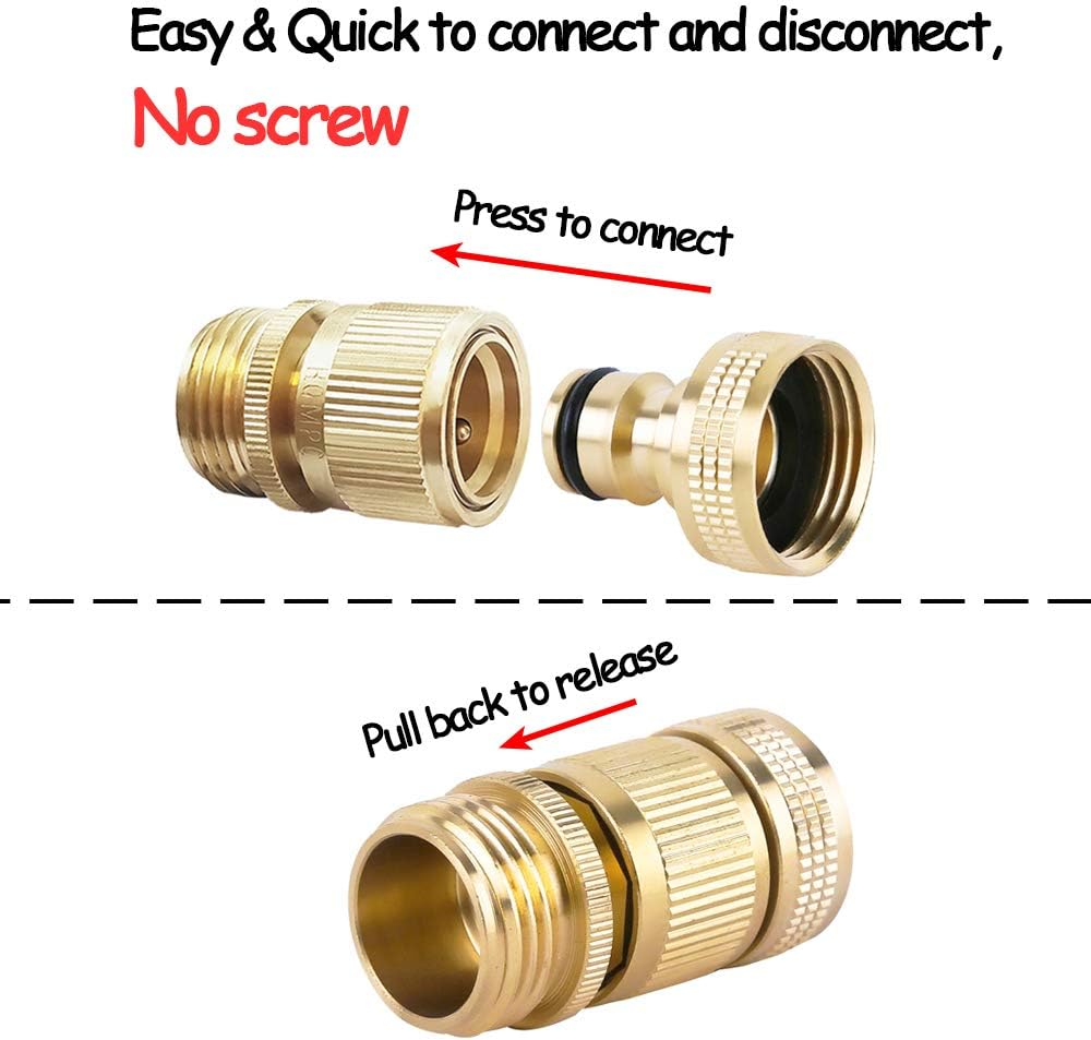 HQMPC Garden Hose Quick Connect Solid Brass Quick Connector Garden Hos