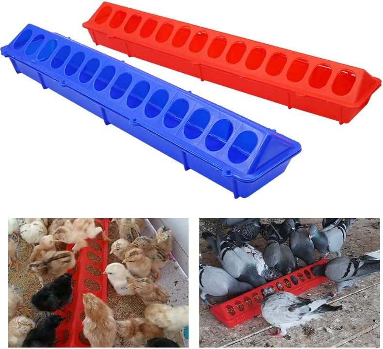 2pcs Plastic Pheasant Feeding Bucket Chicken Bird Feeder Fountain Flip-Top Poultry Quail Feeding Tool Pigeon Feeder Trough (50cm)