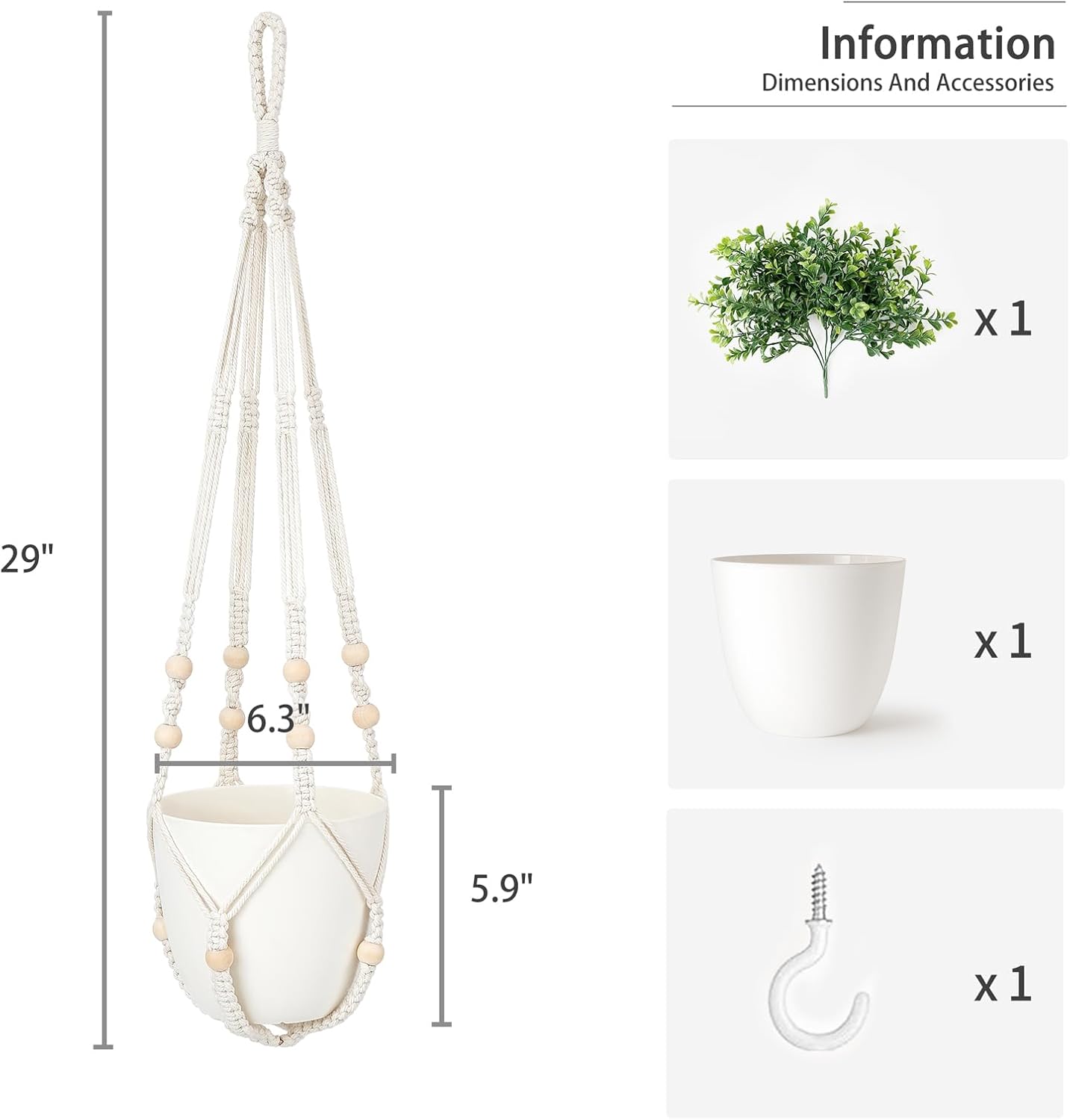 Mkono Fake Hanging Plant with Pot, Hanging Plants Artificial Spring Decor Macrame Plant Hanger with Faux Plant Greenery Boho Hanging Planter for Home Bedroom Bathroom Office Decoration