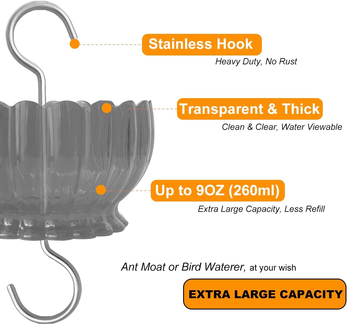 Ant Moat for Hummingbird Feeder - 9 OZ Extra Large Capacity Insect Guard - Red Daisy