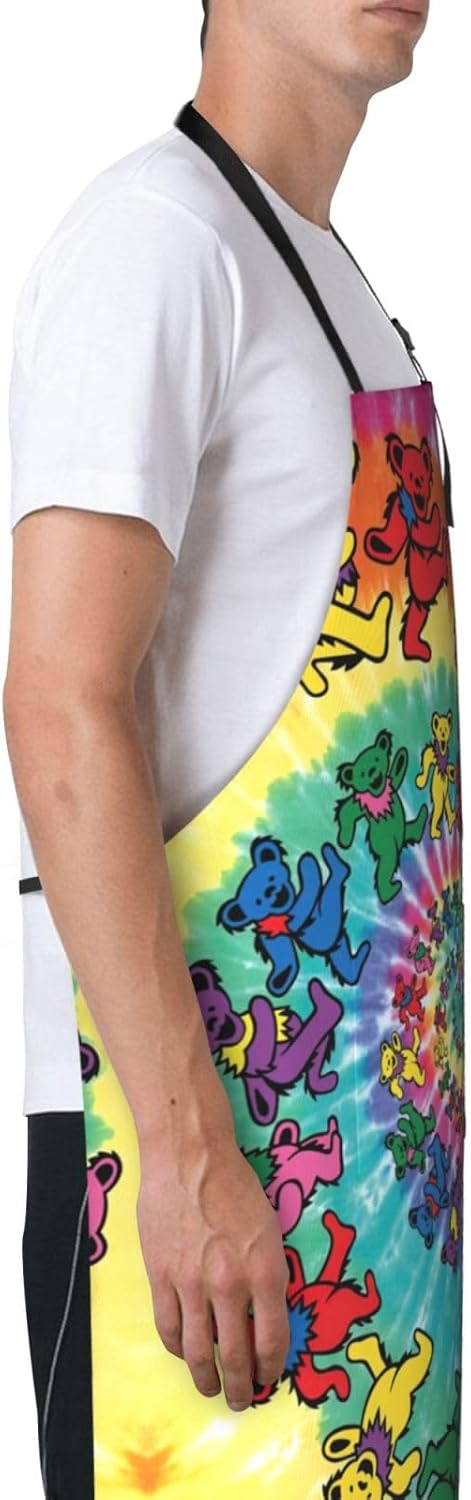 Dancing thanksgiving bear Print 28x33 In Adult Kitchen Apron with Pock