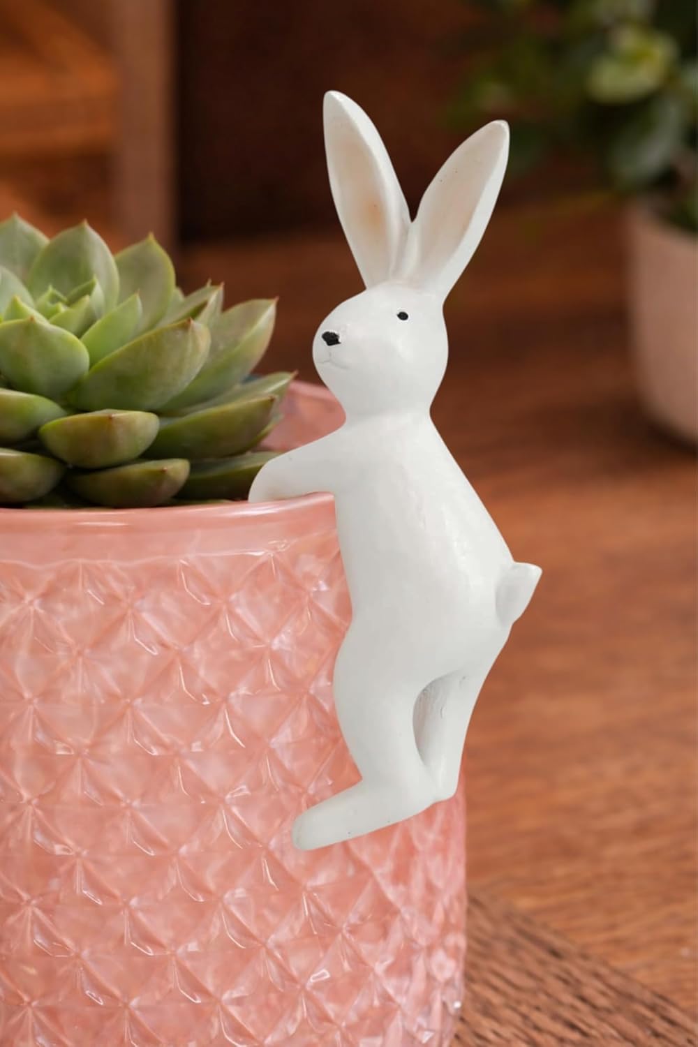 The Bridge Collection - White Easter Bunny Flower Pot Hugger - Decorative Spring Figurine for Indoor and Outdoor Use