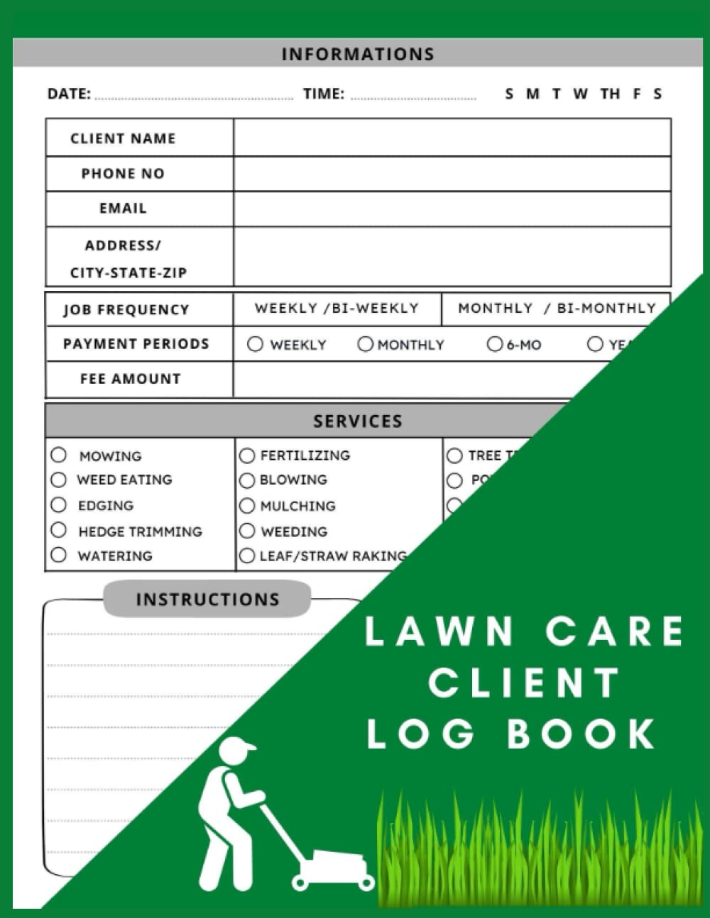 Lawn Care Client Log Book: Simple Lawn Mowing And Landscape Appointmen