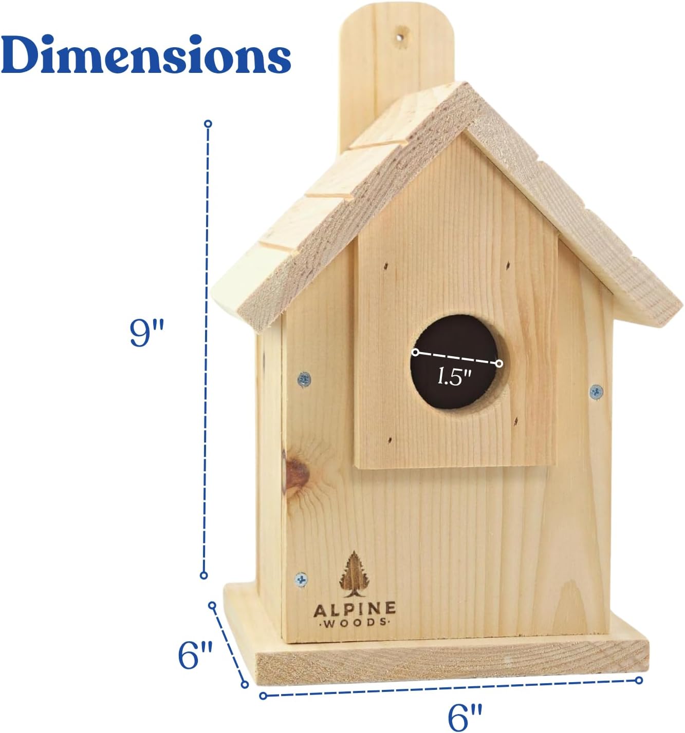 Wooden Bird Houses for Outside, Blue Bird Hanging Bird House for Garden Patio Decorative, Handmade Bluebird House Nesting Box Comes Fully Assembled, Size 6" x 6" x 9" - Made in USA