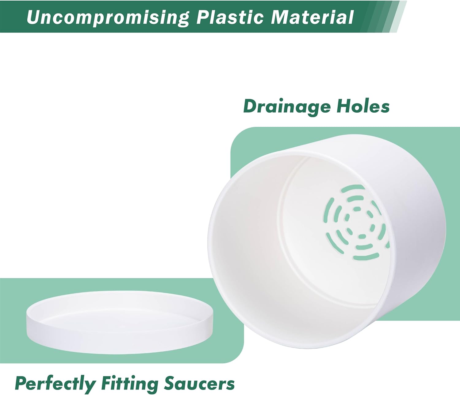 D'vine Dev 8 Inch Plastic Planter Pots for Plant Pot with Drainage Hol