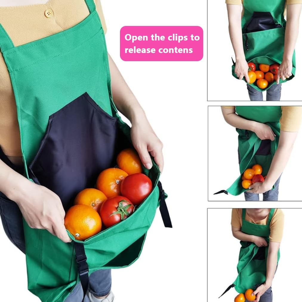 VZA Quick-Unload Harvesting Apron,Gardening for Fruit Picking, Farm Work, Adjustable Water-Resistant with Quick-Release Buckle