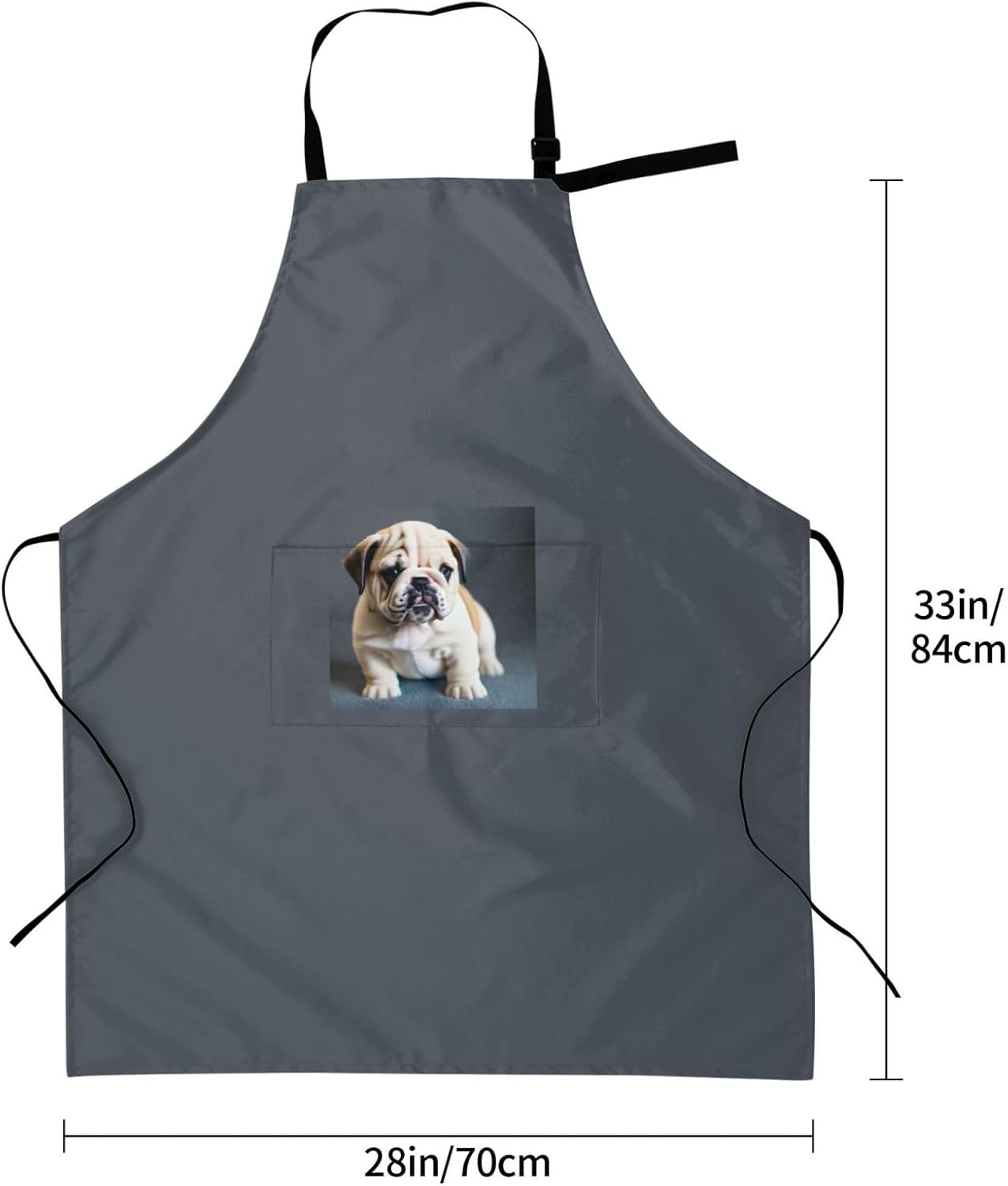 Cute Bulldog Puppy 1 print Waterproof chef's apron with pocket apron for kitchen cooking baking barbecue and gardening