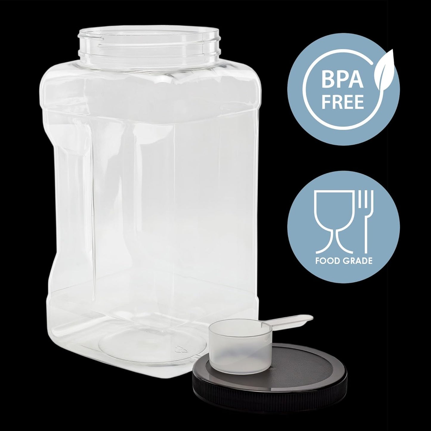 Cornucopia Brands Square Gallon Size Clear Plastic Canisters (2-Pack);