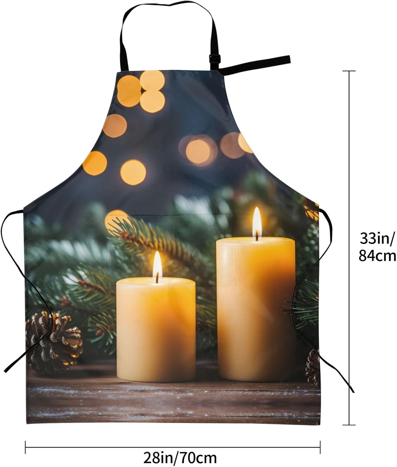 Christmas trees Candles print Waterproof apron with pocket adjustable cooking apron for adult kitchen bibs to bake