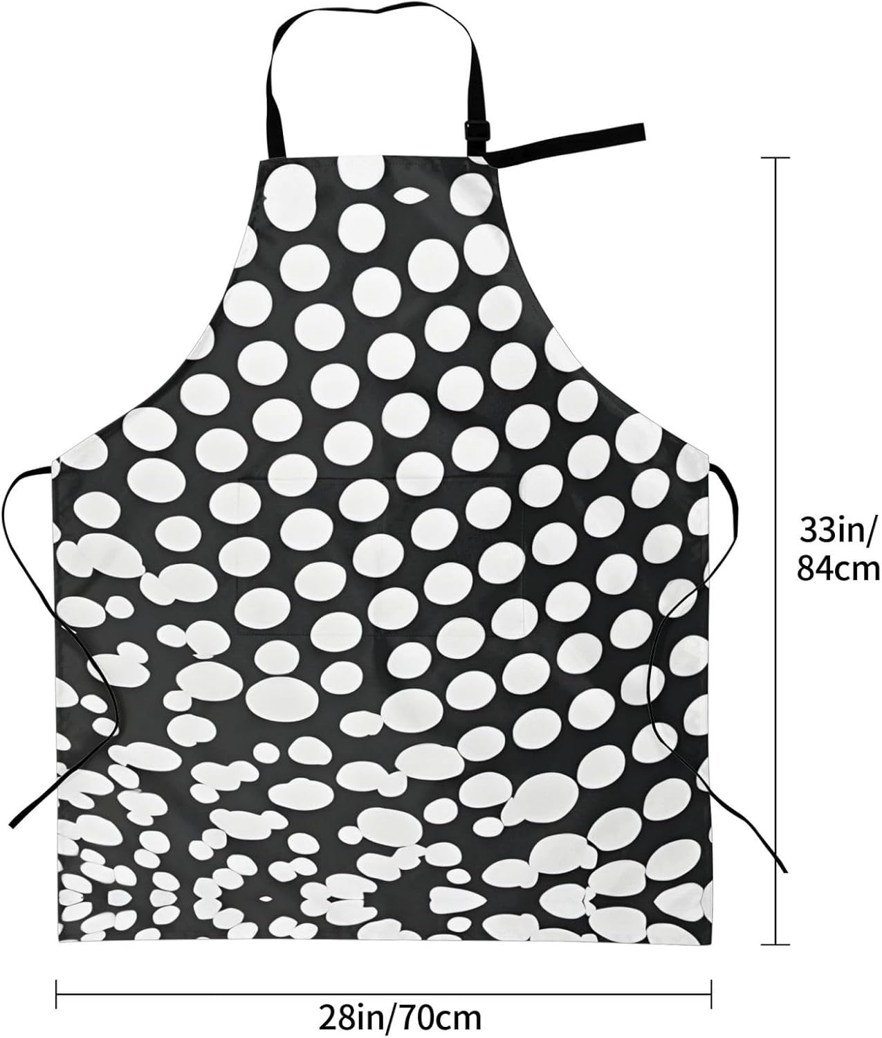Black White Polka Dots Pattern print Waterproof chef's apron with pocket apron for kitchen cooking baking barbecue and gardening