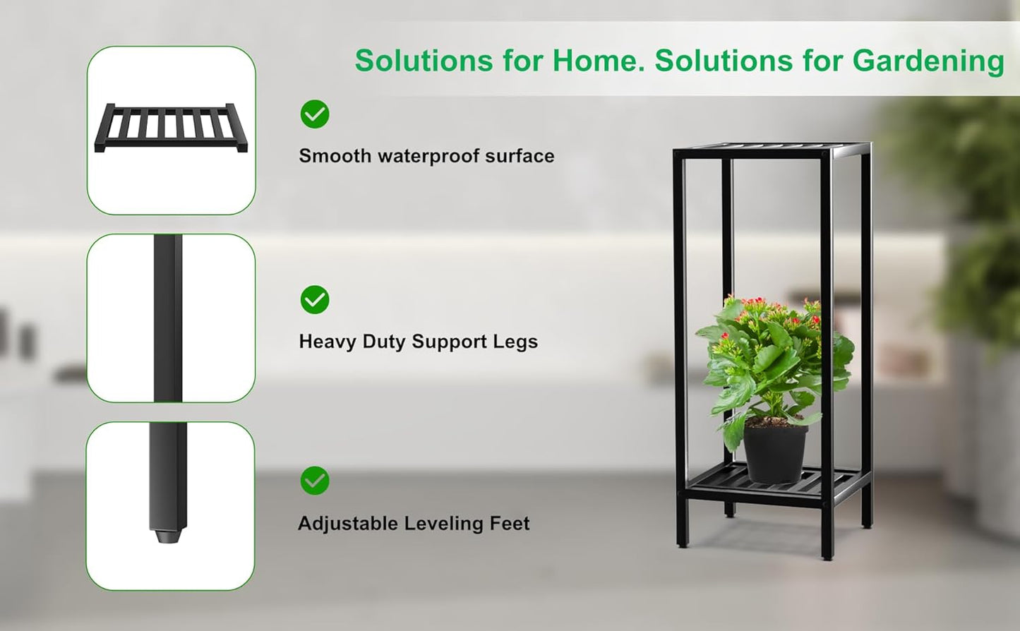 Zhongma 2 Tier 30" Tall Indoor Outdoor Plant Stand, 12 L x 12 W x 30 H