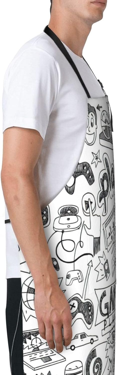 Video Game Boys Print 28x33 In Adult Kitchen Apron with Pockets Versat