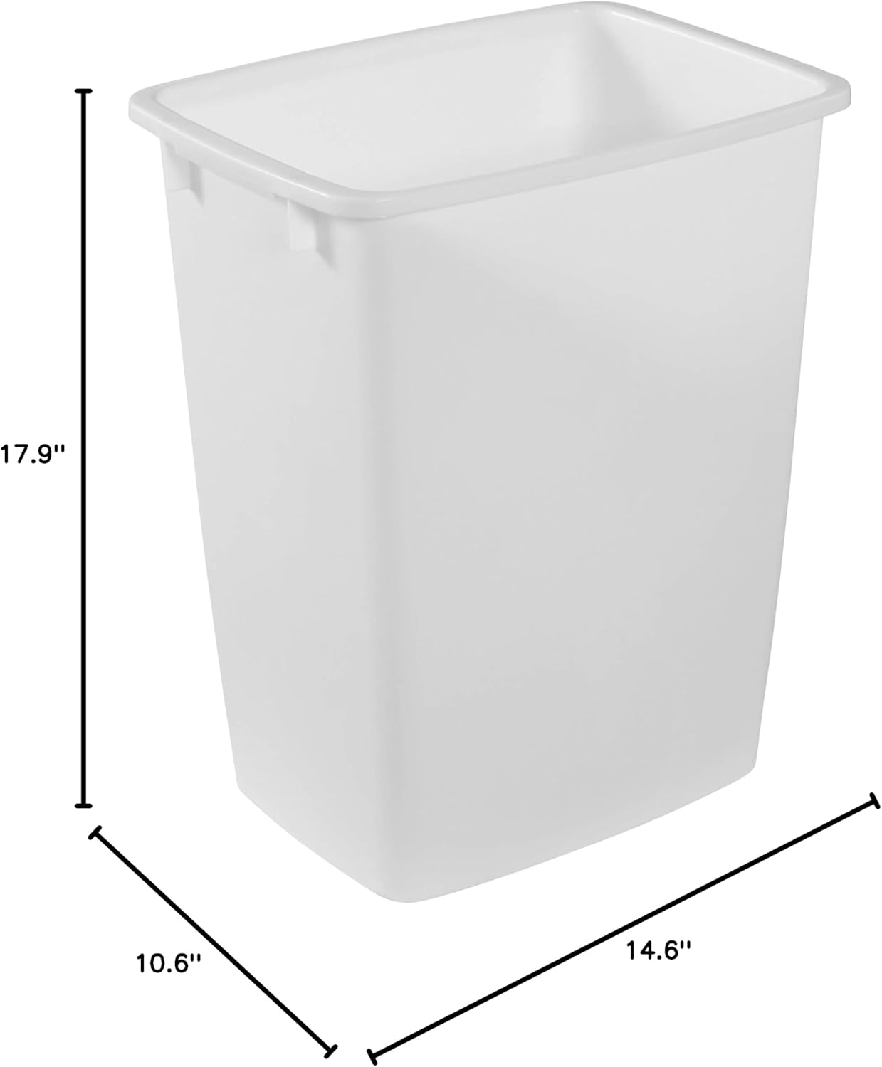 Rubbermaid Small Kitchen Bathroom Trash Can, 9 Gallons, White, Waste B