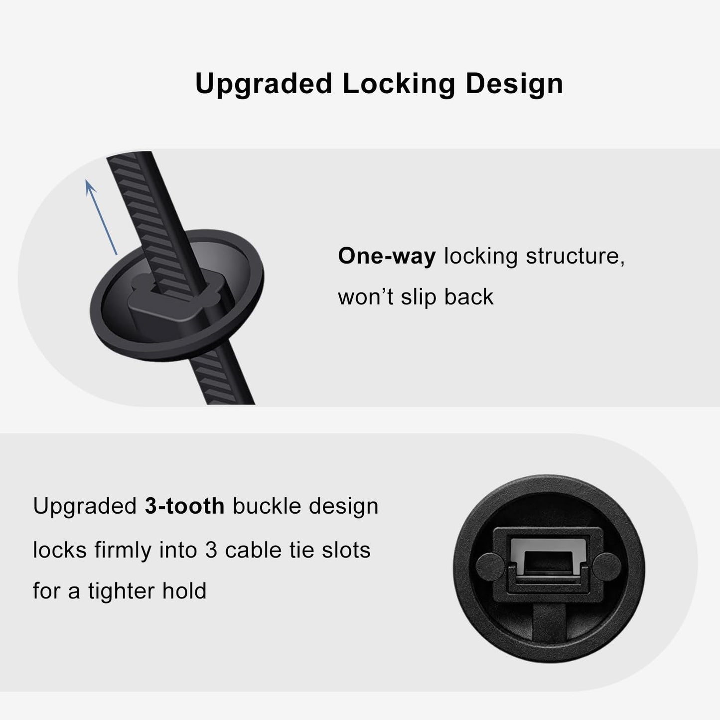150Pack Nylon Universal Cable Tie Buckle, Zipper Clips for Cars, T Sty