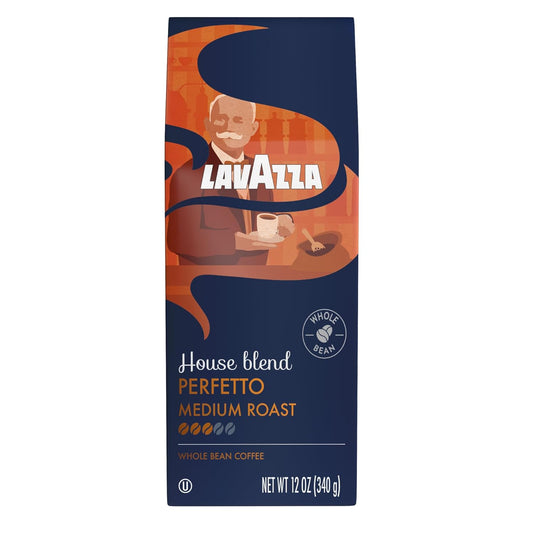 Lavazza House Blend Perfetto Whole Bean Coffee 12oz Bag, Medium Roast,