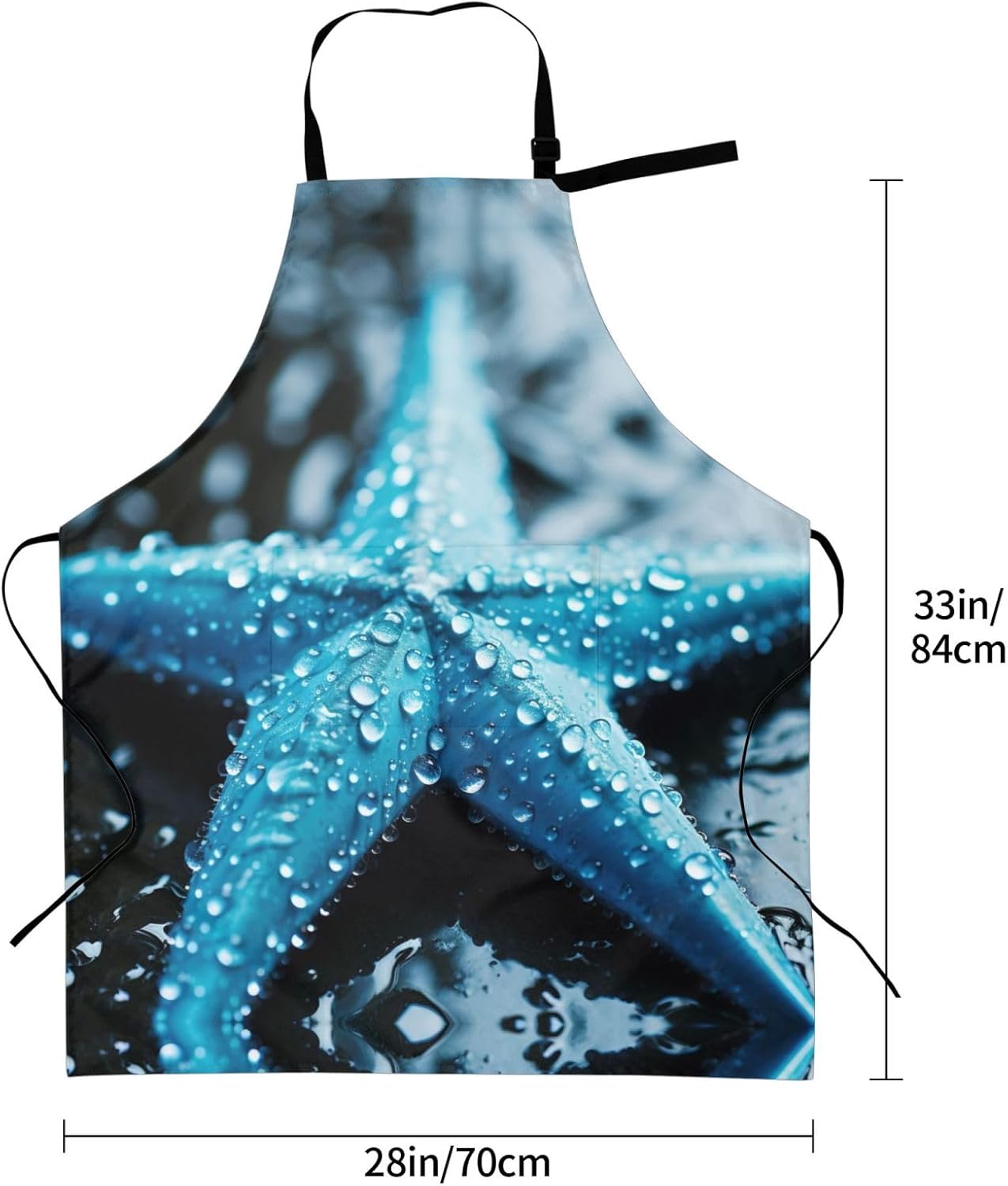 Umbrellas Starfish print Waterproof apron with pocket adjustable cooking apron for adult kitchen bibs to bake