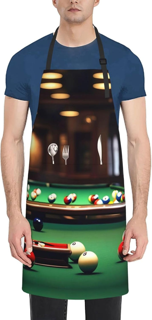 Billiard print Waterproof apron with pocket adjustable cooking apron for adult kitchen bibs to bake