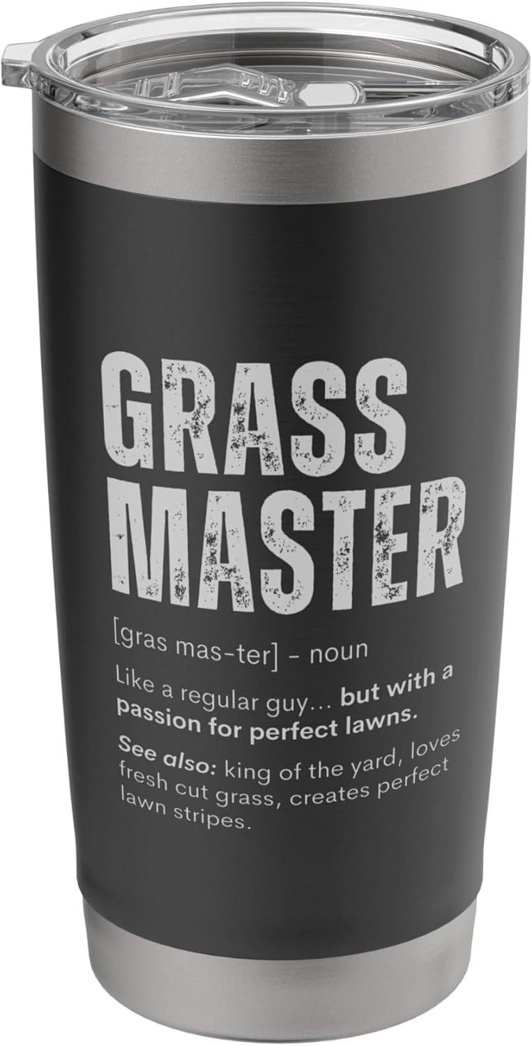 Grass Master Funny Lawn Care Gift for Yard Enthusiasts Stainless Steel Insulated Tumbler