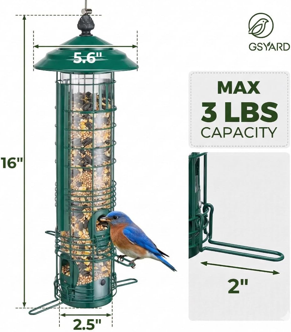 Kingsyard Squirrel Proof Bird Feeders for Outdoors with Weight-Activat