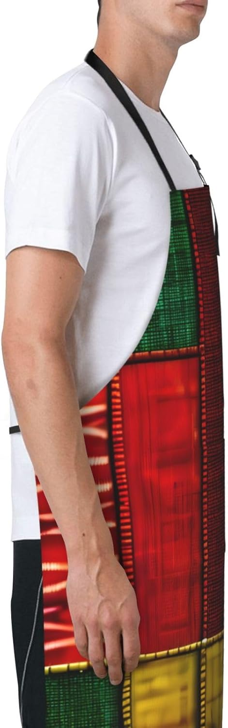 African Style Patchwork 1 print Waterproof chef's apron with pocket apron for kitchen cooking baking barbecue and gardening