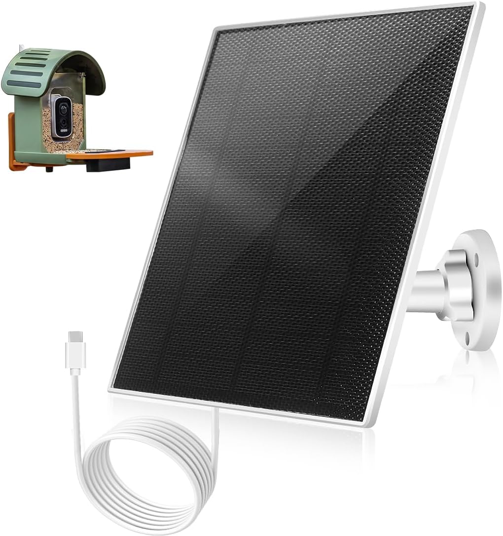 3W Solar Panel for Bird Feeder, Continuously 3W Power with Battery Sup