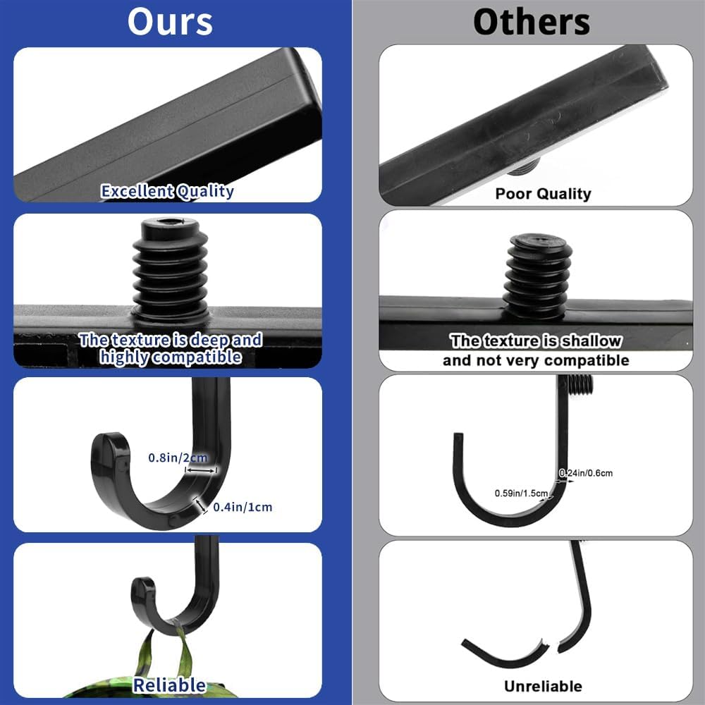 6Pcs Heavy Duty ABS Storage Shed Hooks， J/U/V Shapes Wall Mounted Organizers for Ladders, Garden Rakes, Bulk Tools & Shed Accessories