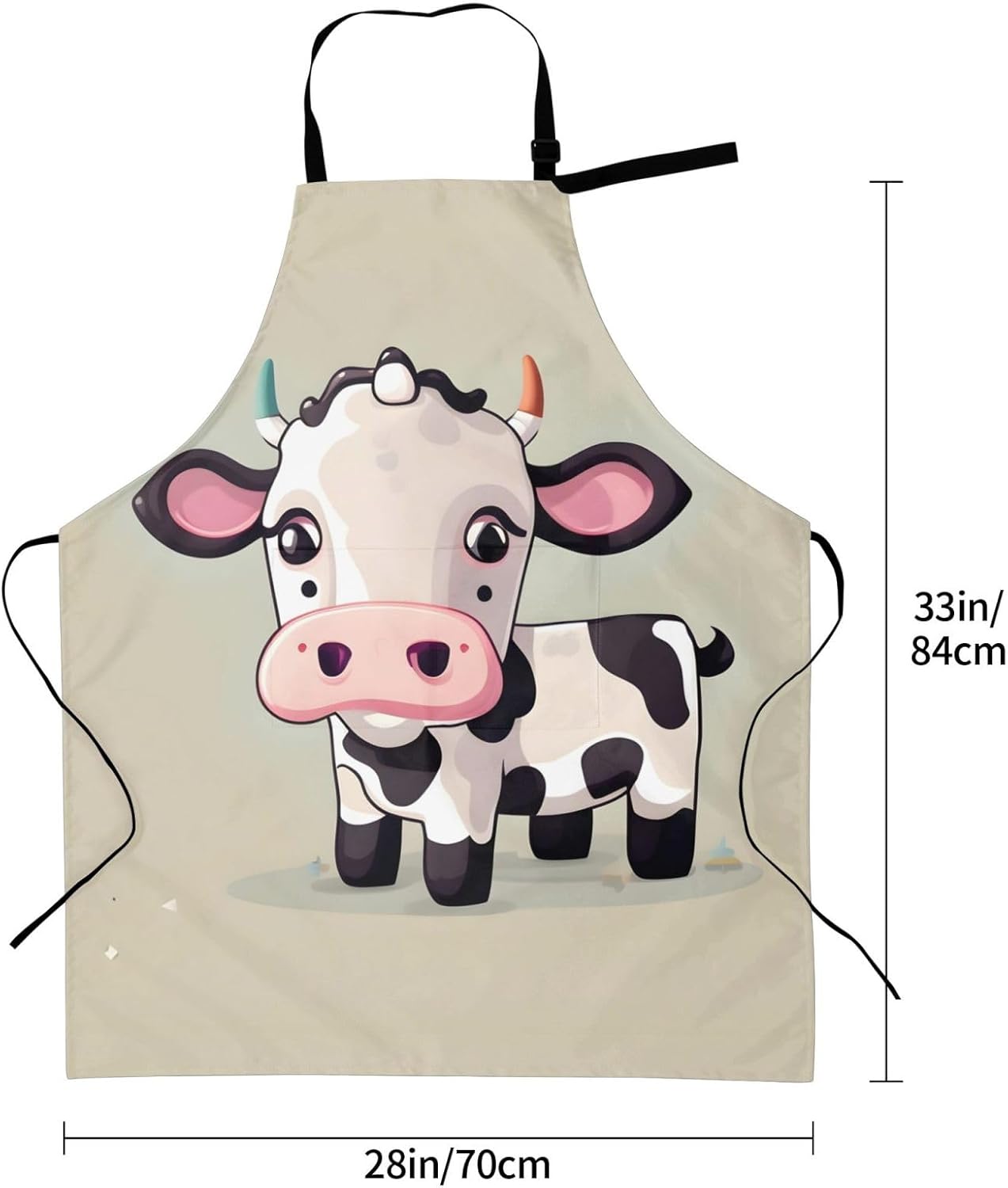 Cute White Cow Print Laundry apron 28x33 In Waterproof Kitchen Apron with Pockets for Cooking Baking