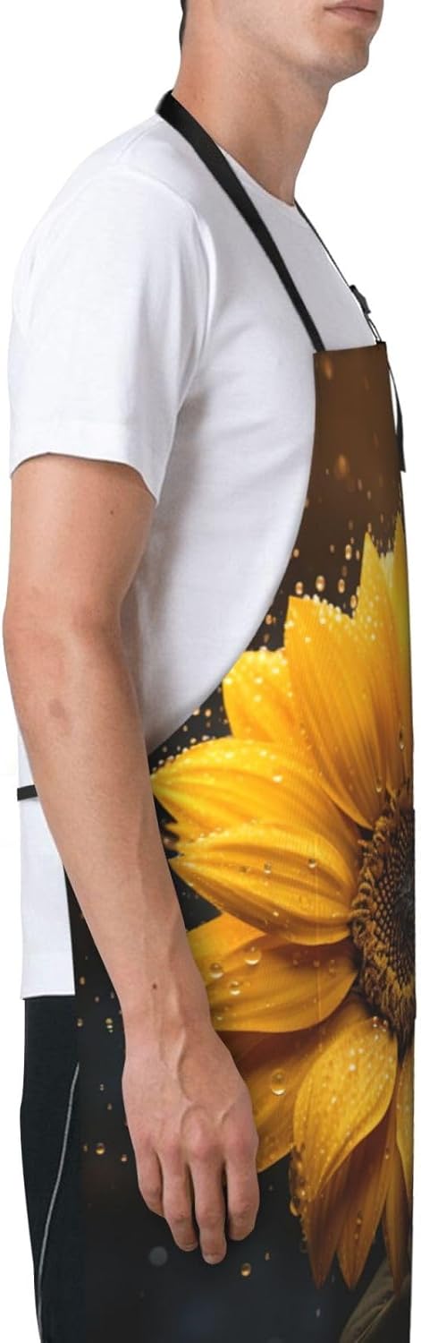 Beautiful sunflower 4 print Waterproof chef's apron with pocket apron for kitchen cooking baking barbecue and gardening