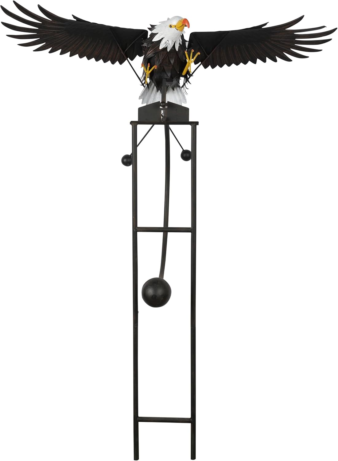 Alpine Corporation - Outdoor Metal Rocking Eagle Garden Stakes - Dynamic Flapping Wings Design, 56-in Tall, Black