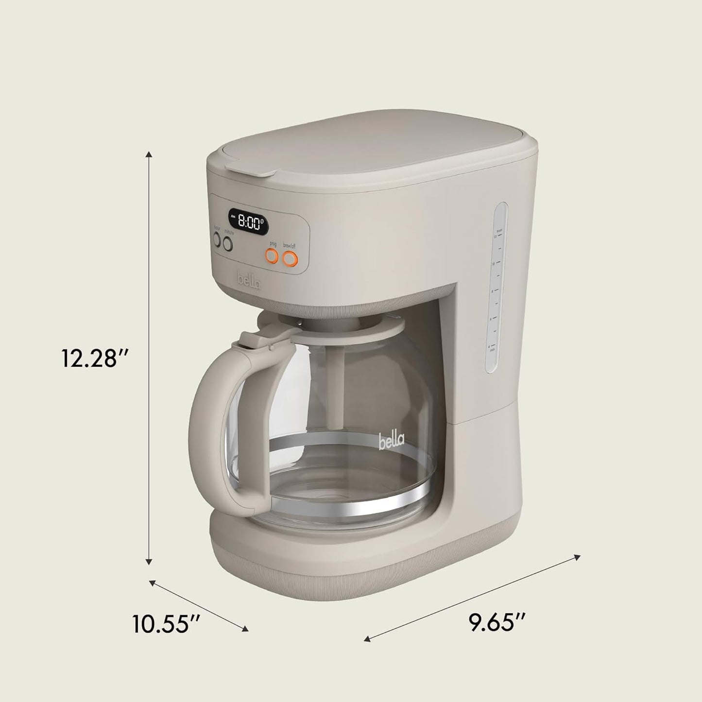 BELLA 12 Cup Programmable Coffee Marker, Reusable Dishwasher Safe Acce