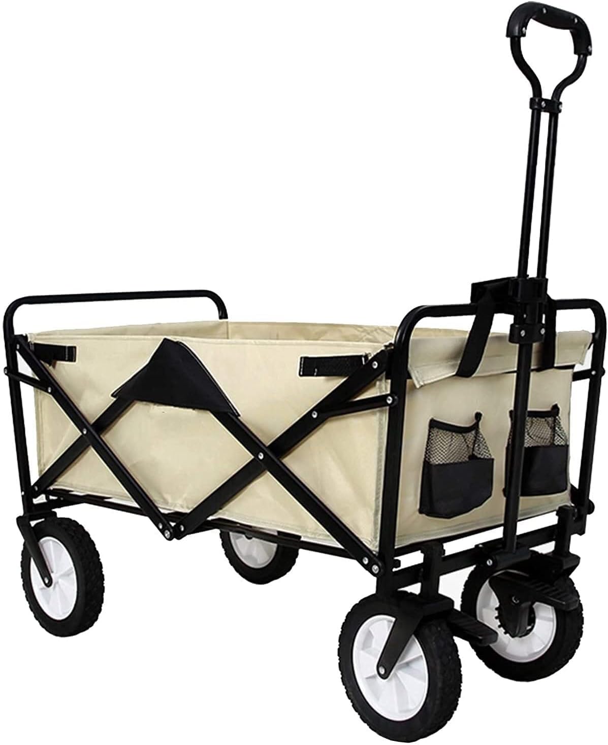 Portable Camping Cart,Portable Camping Trailer Beach Trolley Outdoor Folding Trolley Adjustable Handle Shopping Cart with Double Brakes 80kg/176lbs