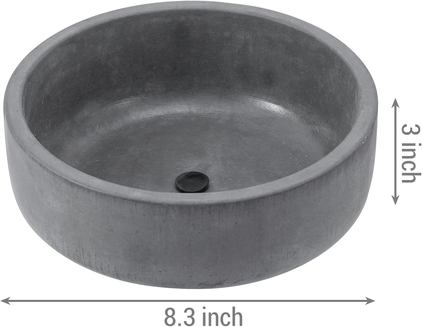 MyGift 8 Inch Round Unglazed Cement Planter Pot with Drainage Hole, De
