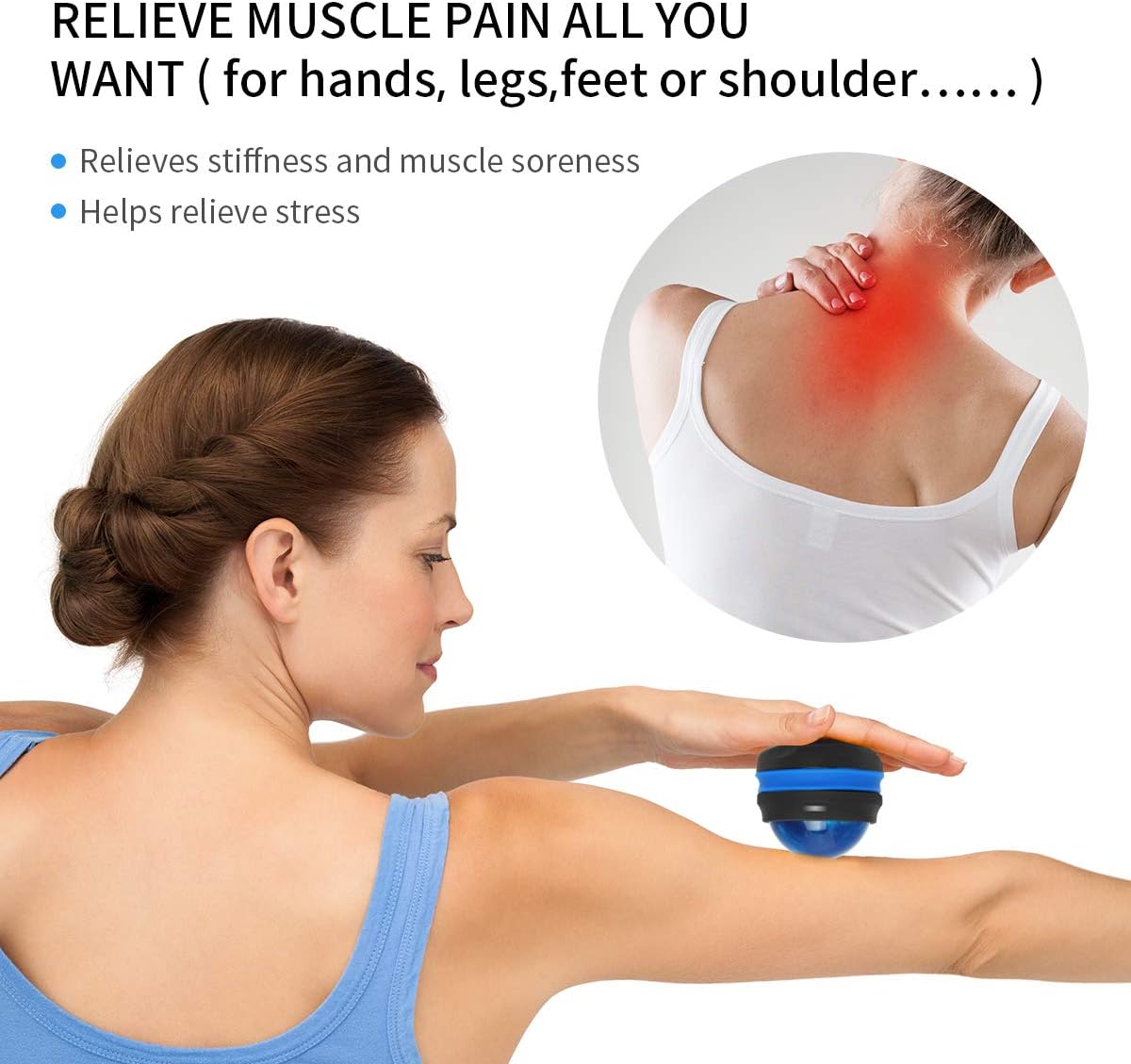 Coolrunner Massage Ball, Manual Roller Massager, 2-Pack Handheld Self 