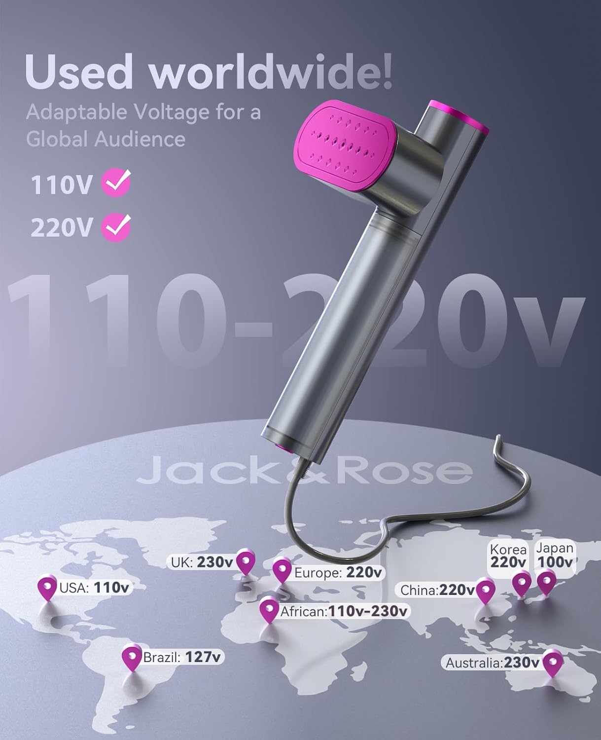 Jack ＆ Rose Travel Steamer for Clothes,100-220V Portable Iron,15s Heat