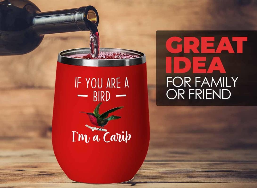 Bird Lover Red Edition Wine Tumbler 12oz - Bird and Carib - Hummingbir
