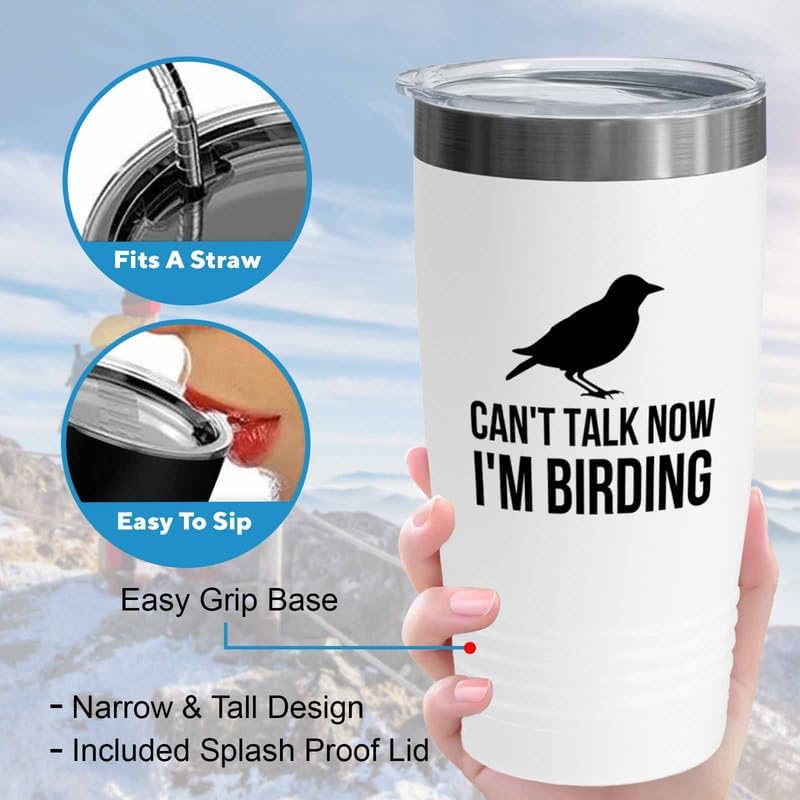 Birding White Edition Viking Tumbler 20oz - I'm birding - Bird Feeder 