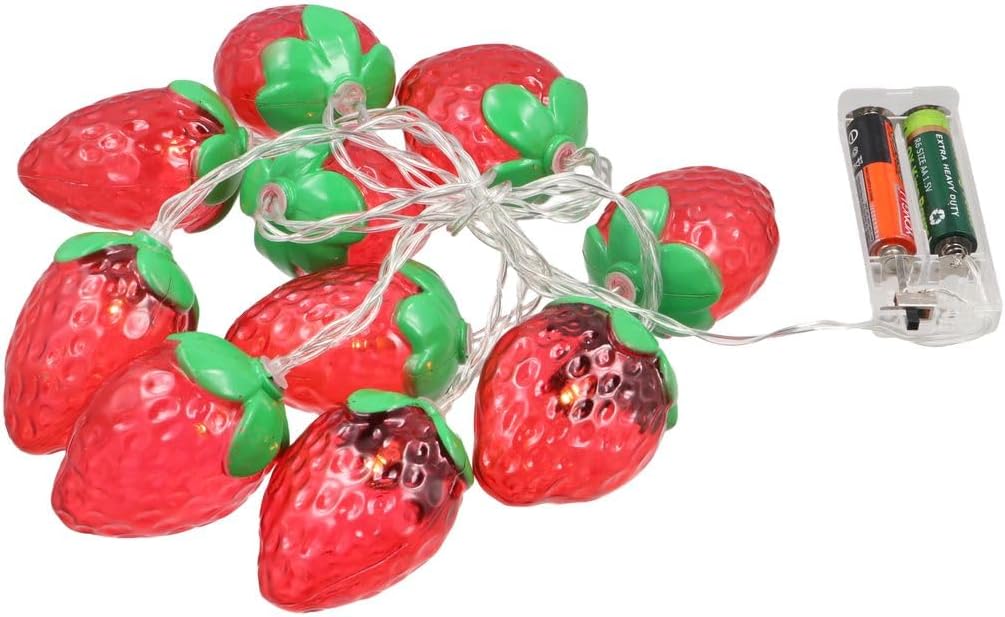 150cm 10LEDs Fruit Strawberry String Lights Battery Powered Indoor Outdoor Lighting Lamp Christmas Fairy String Lights Garden Wedding Home Decoration