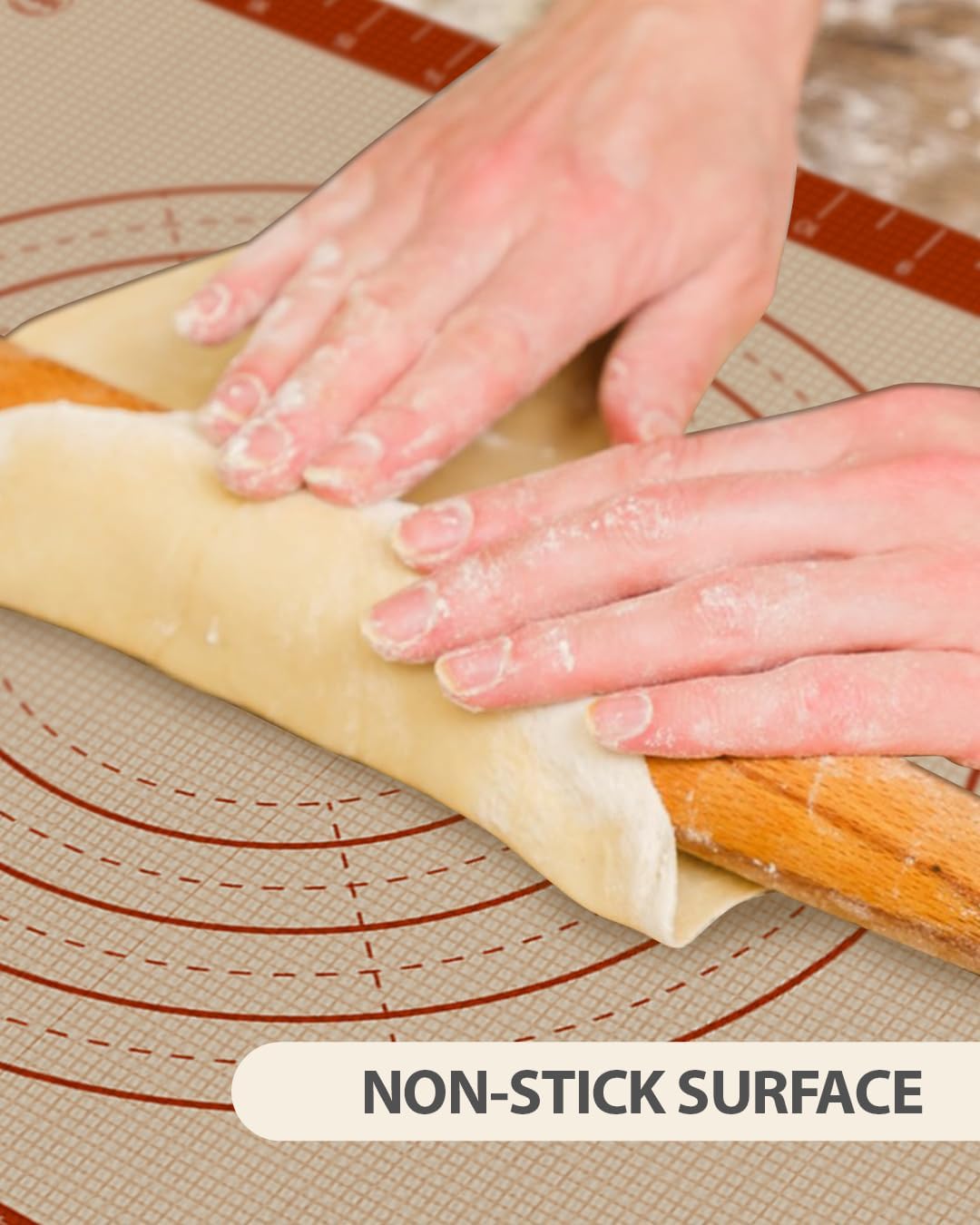 Silicone Baking Mat, 24" x 16" Baking Mat, Pastry Rolling Sourdough Ba