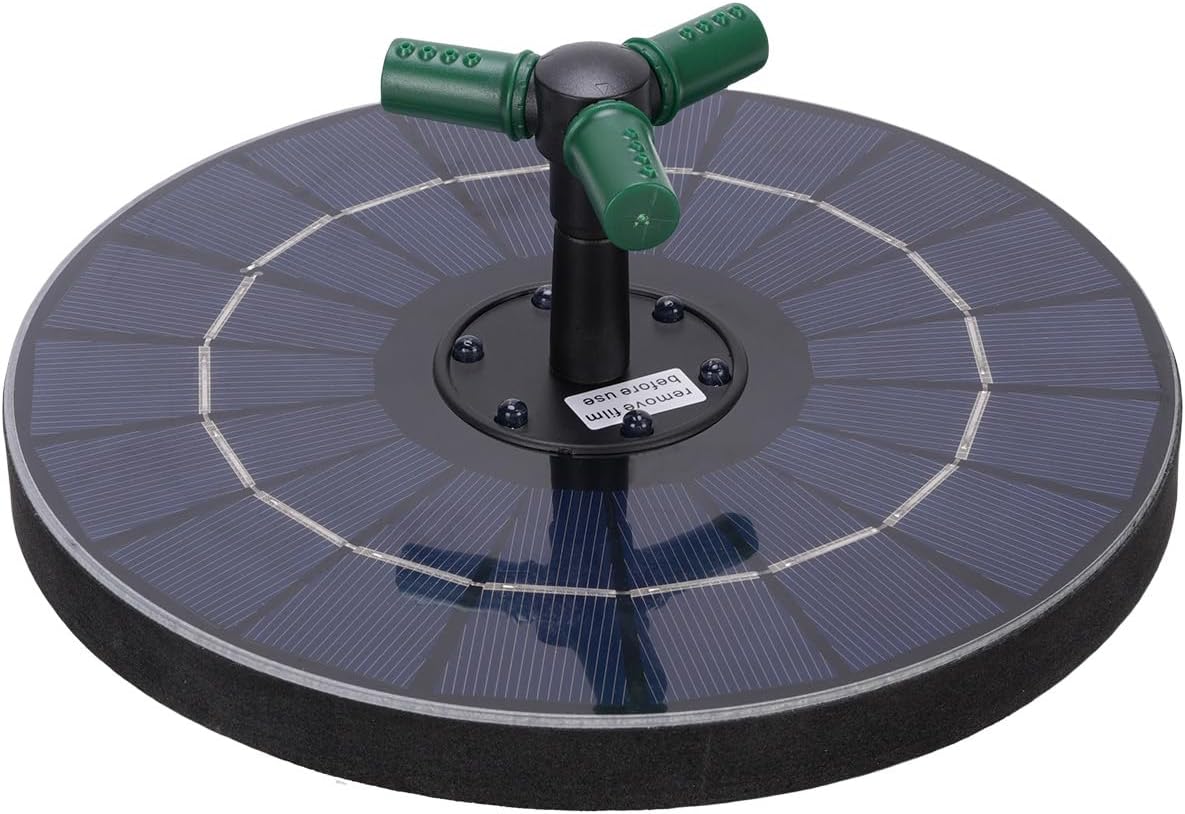 Bird Bath Fountains Solar Power for Outside with Color LED Lights 6 Nozzles 3 Rods for Garden Pond Pool