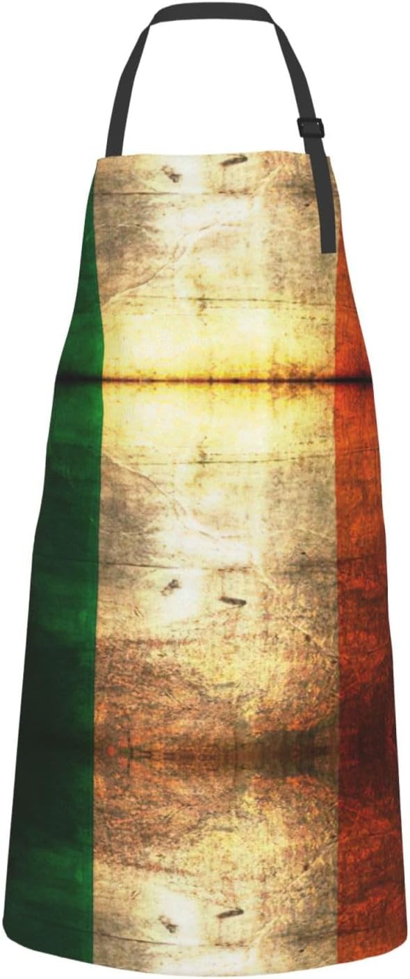 Irish Flag Print Laundry apron 28x33 In Waterproof Kitchen Apron with Pockets for Cooking Baking
