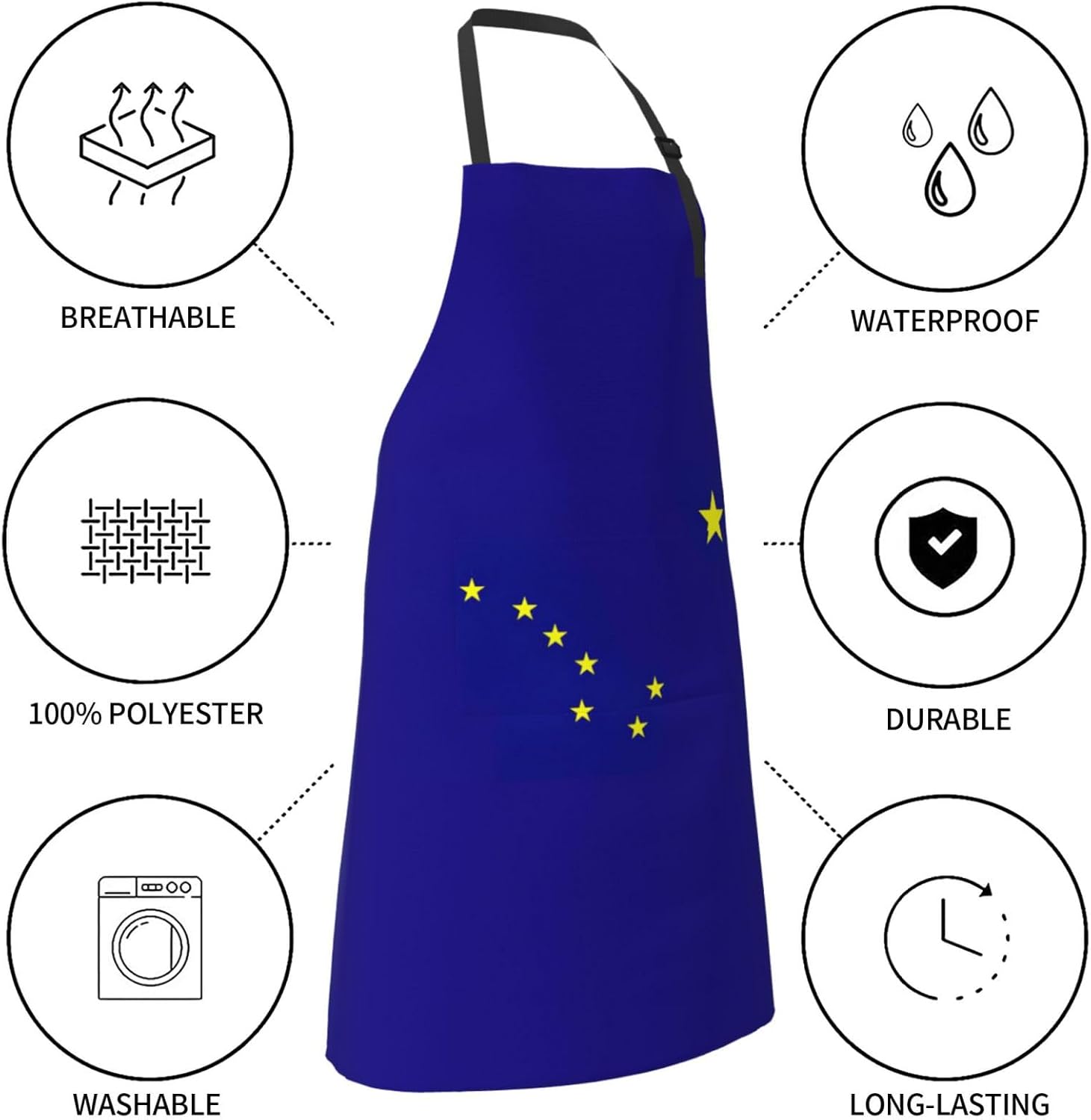 Alaska state flag print Waterproof chef's apron with pocket apron for 