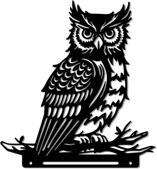 WADORN Owl Metal Garden Yard Art Decor, Bird on Branch Iron Decorative Garden Stakes Wild Animal Black Silhouette Outdoor Fence Decor for Tree Wall Ornaments Yard Art Outdoor Decor Garden Decor