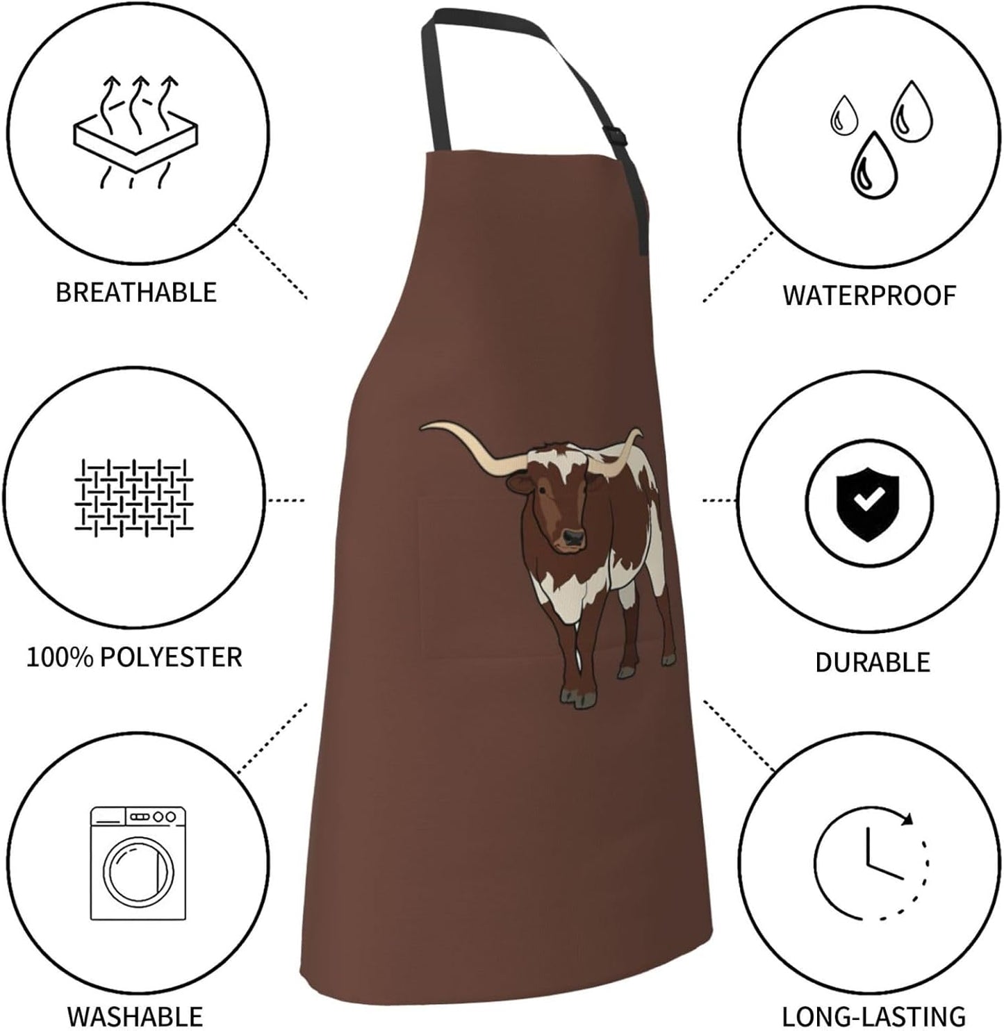 Animal cow print Waterproof apron with pocket adjustable cooking apron for adult kitchen bibs to bake