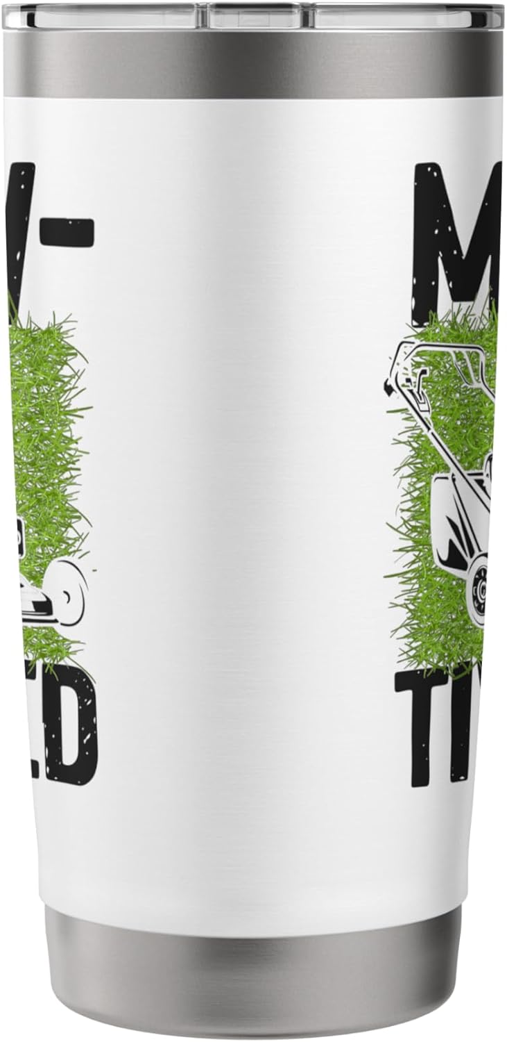 Lawn Mower Mowing Dad Father Landscaper Vintage Mow-Tivated Stainless Steel Insulated Tumbler