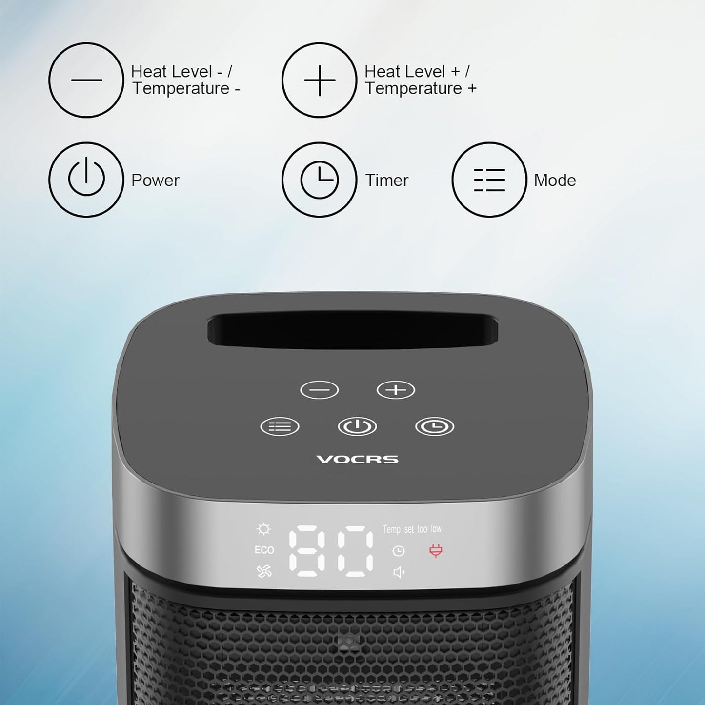 Small Portable Space Heater for Indoor Use - VOCRS 1500W PTC Electric 