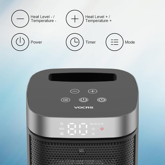 Small Portable Space Heater for Indoor Use - VOCRS 1500W PTC Electric 