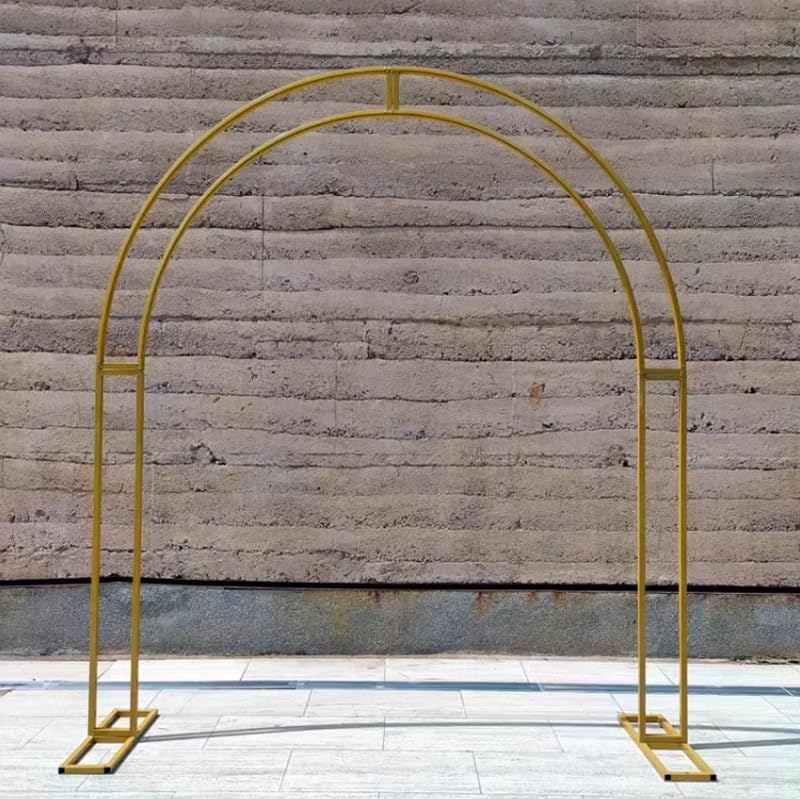 Gold Metal Garden Arch - Wedding Ceremony Backdrop, Balloon Stand, Outdoor Arbor Trellis for Climbing Plants, Easy Assembly, 100x200cm (3.28x6.56ft)