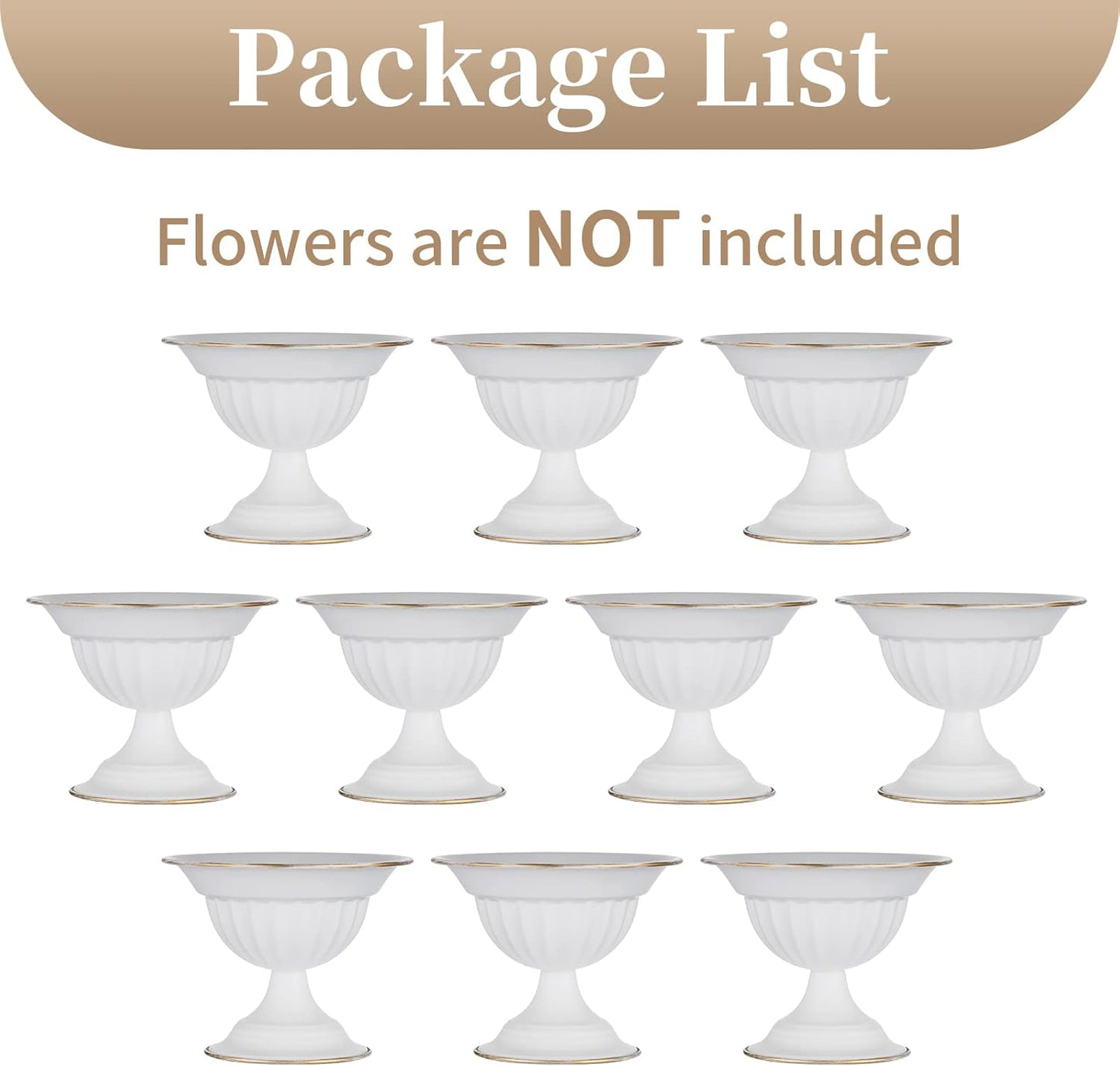 Sziqiqi White Flower Arrangements Pot Vase for Wedding Centerpieces Tables - 10 Pcs Small Metal Flower Planter Urn Vase Pot for Weddings Party Birthday Ceremony