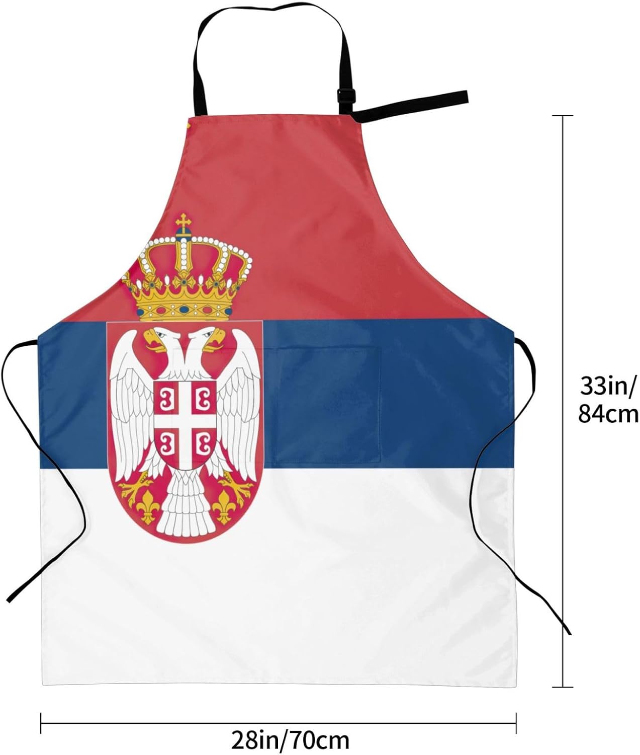 Flag of Serbia print Waterproof chef's apron with pocket apron for kitchen cooking baking barbecue and gardening